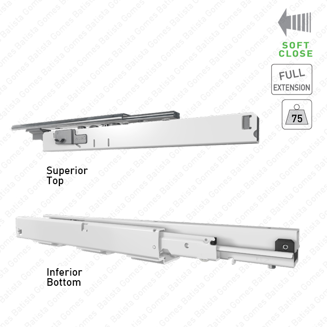 Sistema de corredi�as progressivas para arm�rios altos / Extra��o total / 75Kg (par)